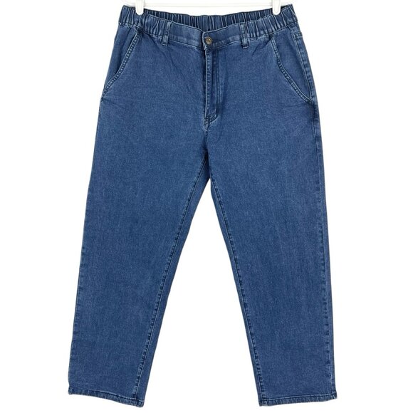 SOOJUN Men's Elastic Waist Blue Denim Pants Size 36x28 Relaxed Fit Stretch NWT - Picture 1 of 13